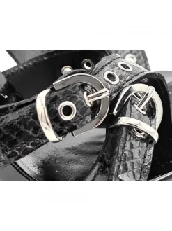 BLACK "PYTHON EFFECT" CLOGS WITH HIGH HEEL