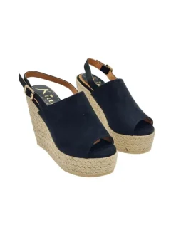 BLACK ROPE WEDGE IN SYNTHETIC SUEDE
