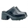 BLACK SABOTS WITH HEEL 8 CM