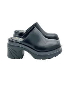 BLACK SABOTS WITH HEEL 8 CM
