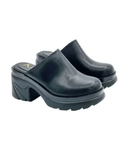 BLACK SABOTS WITH HEEL 8 CM