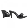 BLACK SANDAL WITH FUR AND COMFORTABLE HEEL