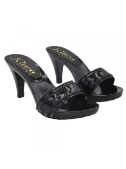 BLACK SANDAL WITH FUR AND COMFORTABLE HEEL