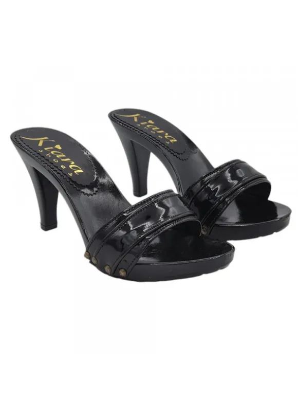 BLACK SANDAL WITH FUR AND COMFORTABLE HEEL