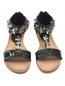 BLACK SANDALS WITH FLOWERS