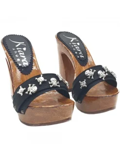 BLACK SKULL CLOGS
