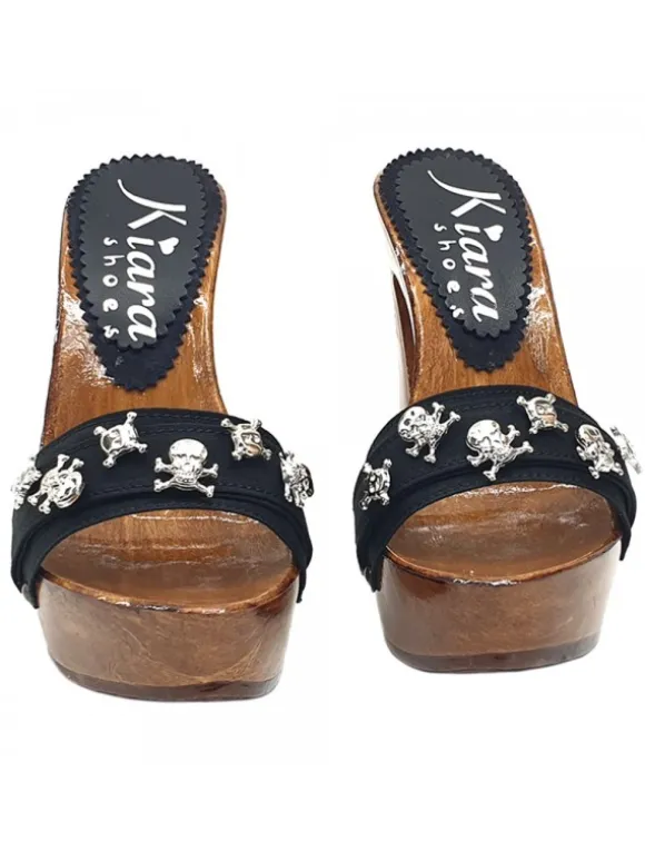 BLACK SKULL CLOGS