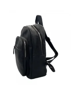 BLACK SYNTHETIC LEATHER BACKPACK UNISEX