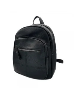 BLACK SYNTHETIC LEATHER BACKPACK UNISEX