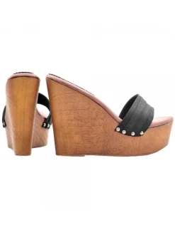 BLACK WEDGE WITH HEEL 13 CM