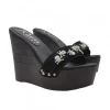 BLACK WEDGE WITH SILVER SKULLS