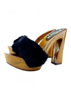 BLACKS CLOGS FUR SYNTHETIC