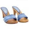 BLUE CLOGS IN LEATHER HEEL 9
