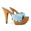 BLUE CLOGS WITH GLITTER HEEL 13