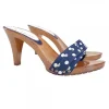 BLUE CLOGS WITH POLKA DOTS HEEL 9