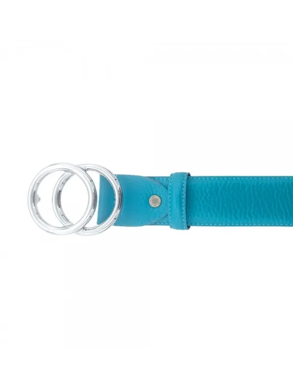 BLUE LEATHER BELT FROM 70 TO 85 CM