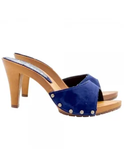 BLUE SUEDE CLOGS WITH HEEL 9