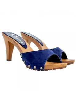 BLUE SUEDE CLOGS WITH HEEL 9
