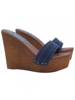 BLUE WEDGE CLOGS HEEL 13
