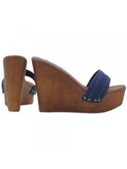 BLUE WEDGE CLOGS HEEL 13