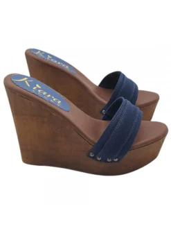 BLUE WEDGE CLOGS HEEL 13