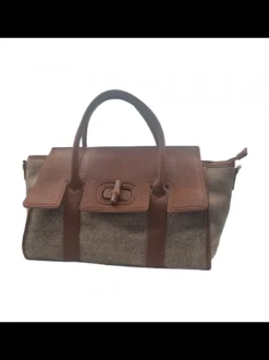Brown bag with imitation leather handles, elegant and roomy