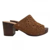 BROWN CLOGS IN LACE WITH COMFORTABLE HEEL