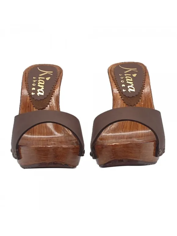 BROWN HANDMADE LADY CLOGS