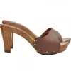 BROWN LEATHER CLOGS WITH HEEL 8