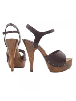 BROWN SANDALS WITH STRAP AND HIGH HEEL