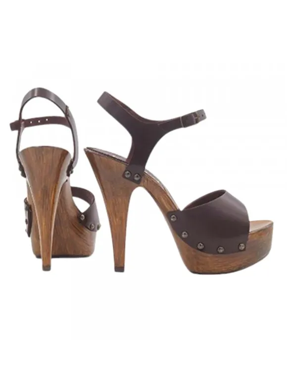 BROWN SANDALS WITH STRAP AND HIGH HEEL