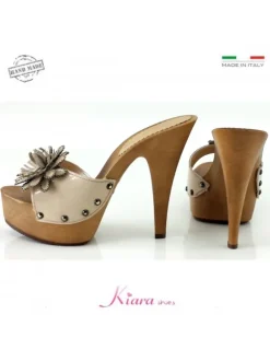 CLOGS FLOWER LEATHER