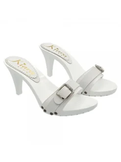 CLOGS IN WHITE DOUBLE BAND LEATHER