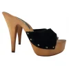 CLOGS SUEDE BLACK STILETTO HEEL 13 - K93001 CAM NERO