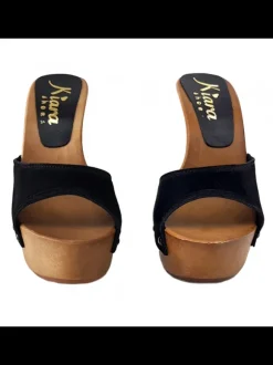CLOGS SUEDE BLACK STILETTO HEEL 13 - K93001 CAM NERO