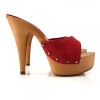 CLOGS SUEDE RED STILETTO HEEL 13