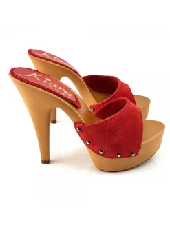 CLOGS SUEDE RED STILETTO HEEL 13