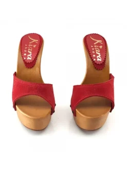 CLOGS SUEDE RED STILETTO HEEL 13