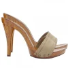CLOGS TAUPE HEEL 12 - - MADE IN ITALY