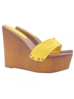 CLOGS WEDGE YELLOW HEEL 13