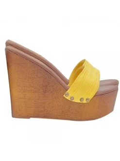 CLOGS WEDGE YELLOW HEEL 13