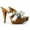 CLOGS WHITE LEATHER HEEL 13-K9130 BIANCO