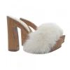 CLOGS WITH 12.5 CM HEEL | WHITE FUR