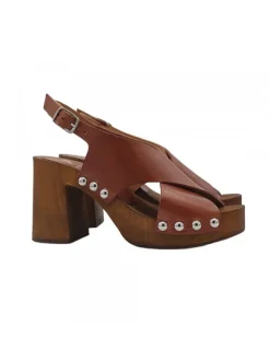 CLOGS WITH 9 CM HIGH WIDE HEEL - CROSSED BAND