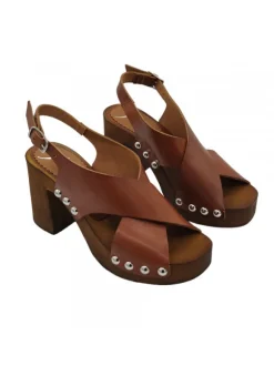 CLOGS WITH 9 CM HIGH WIDE HEEL - CROSSED BAND
