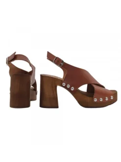 CLOGS WITH 9 CM HIGH WIDE HEEL - CROSSED BAND