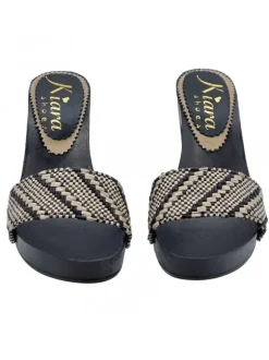 CLOGS WITH COMFORTABLE HEEL IN TWEED FABRIC