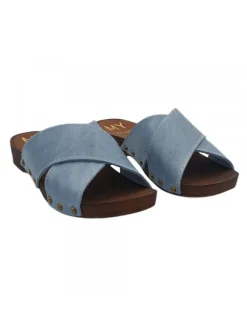 CLOGS WITH CROSSED LEATHER BANDS