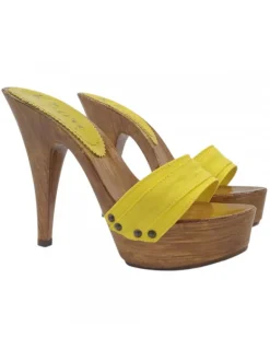 Clogs with Double Yellow Band and Heel 13