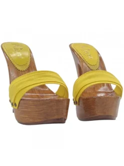 Clogs with Double Yellow Band and Heel 13